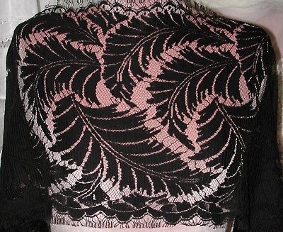 Bridal French Black Wool Faced Lace; 4 Yards and 28