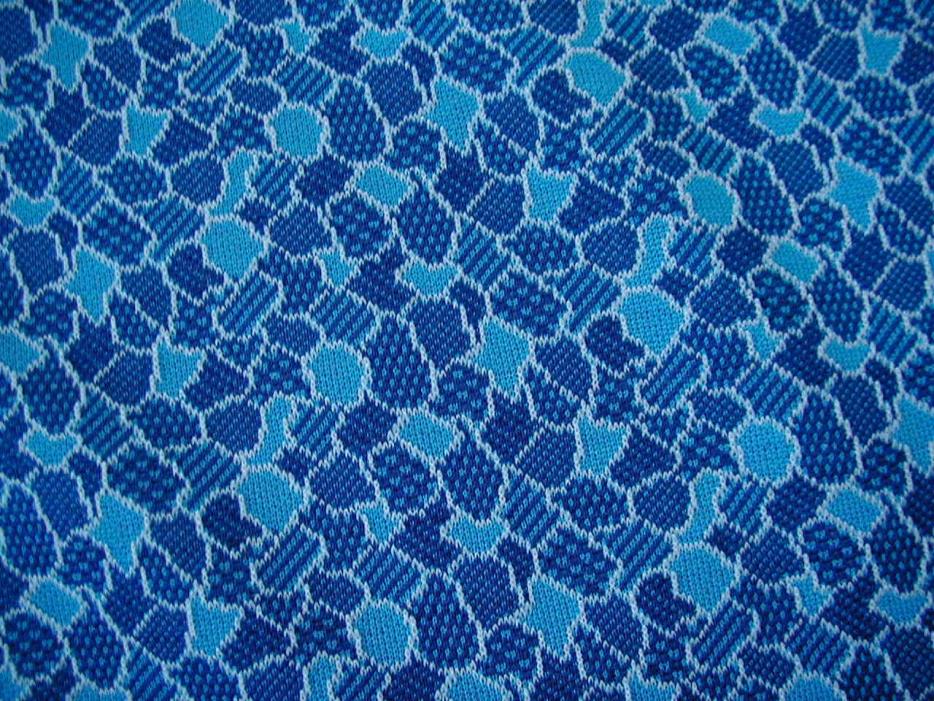 2.4 yards vintage fabric polyester blue mod design funky 1970s shades of blue