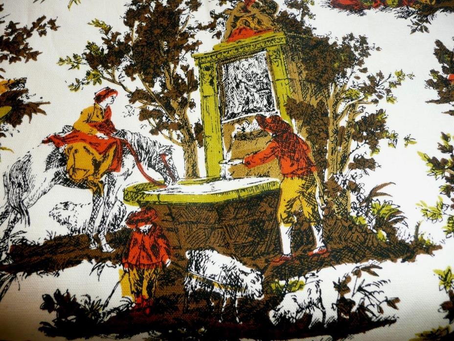 Vintage Retro Mid-Century Twill Cotton Toile French Country Home Sew Fabric 19 Y