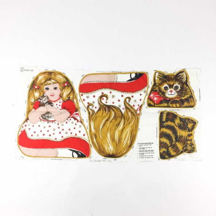 Vintage Stuffed Doll Pillow Pattern Girl Cat Kitschy