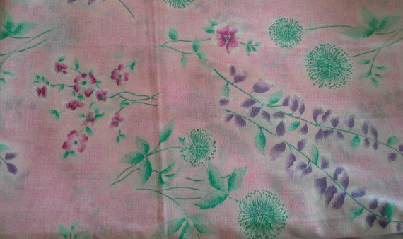 Floral Print on Pink Background Polyester Cotton Blend 6 3/4 Yards