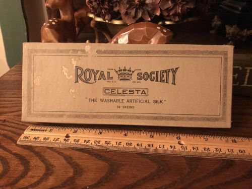 Antique Royal Society Empty Cardboard Box Satin Strand Purple 1394 Empty 1930’s