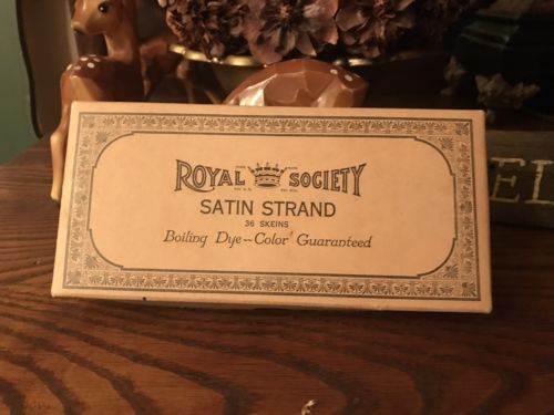 Antique Royal Society Empty Cardboard Box Satin Strand Brown 643 Empty 1930’s