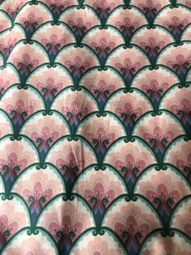 Vintage Regent Doblin Fabric Material Cotton Scotchgard Pink Green Scallop USA