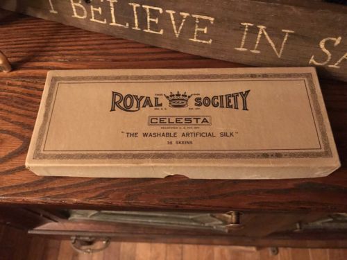 Antique Royal Society Empty Cardboard Box Satin Strand Black 1270 Empty 1930’s