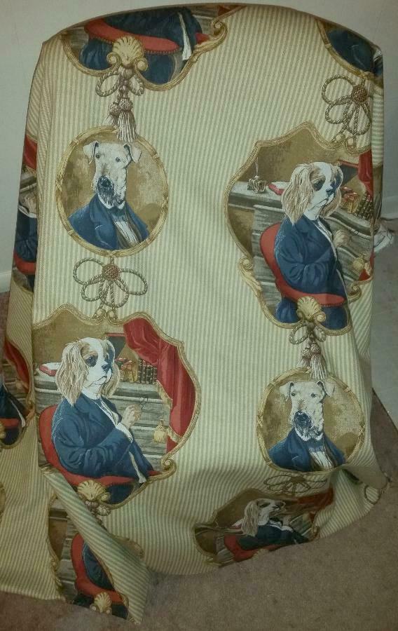 BRAEMORE Textiles Design Upholstery Fabric Dogs in Victorian Suits 3.6 yds x 56