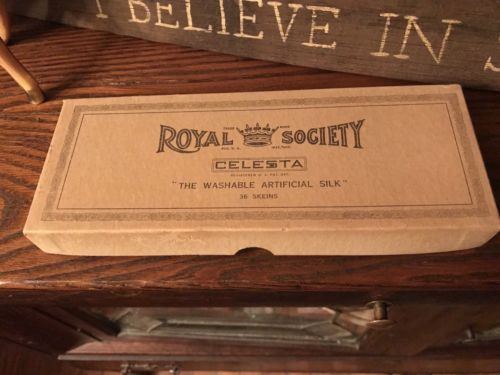 Antique Royal Society Empty Cardboard Box Satin Strand Brown 1246 Empty 1930’s