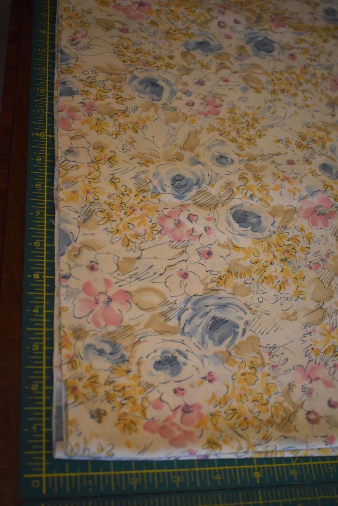 Vintage Fabric Yardage Cotton Cranston Print Floral