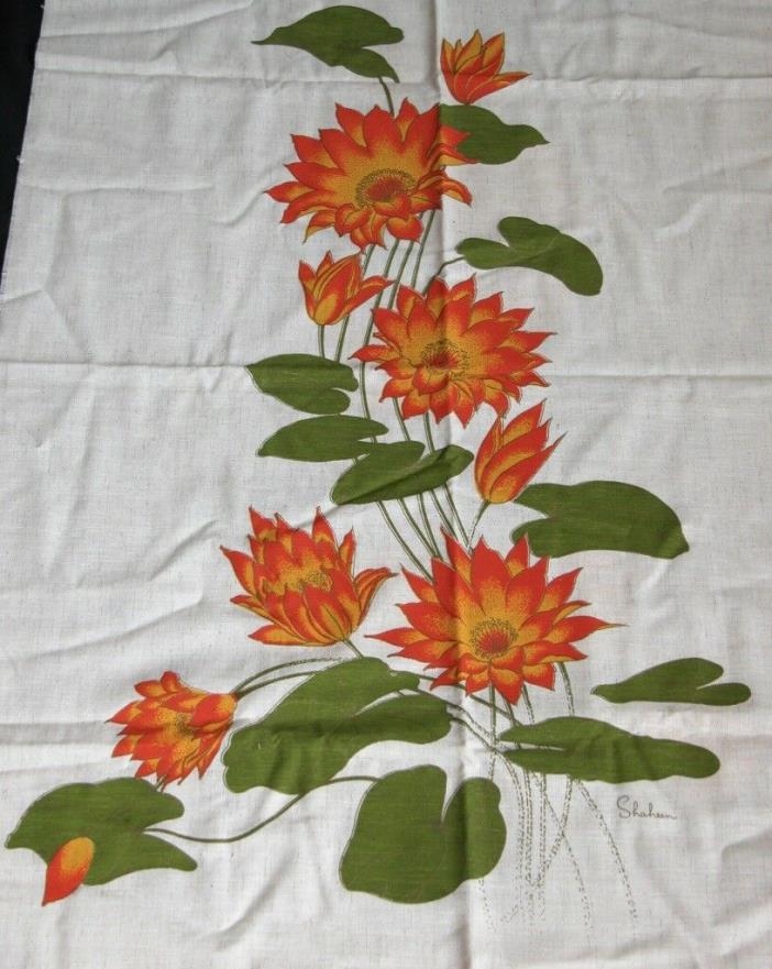 Vtg Alfred Shaheen 60s 70s Hawaiian Floral Linen Fabric 52