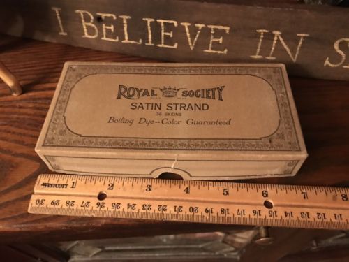 Antique Royal Society Empty Cardboard Box Satin Strand Brown 1247 Empty 1930’s