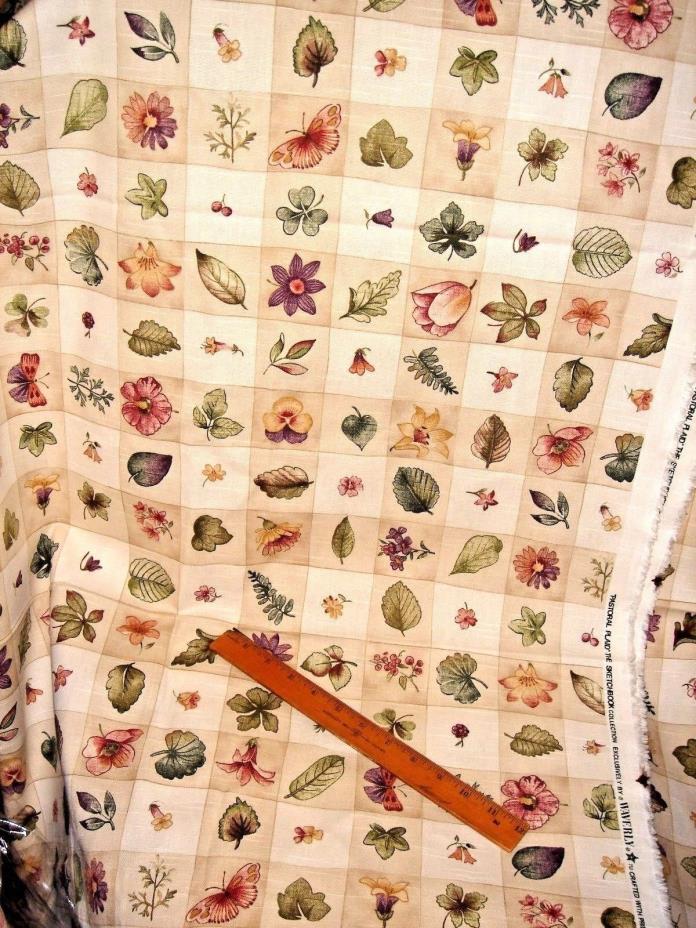VICTORIAN FRENCH COUNTRY WAVERLY FLORAL FLOWER FRUIT PASTORAL PLAID FABRIC 4+yds