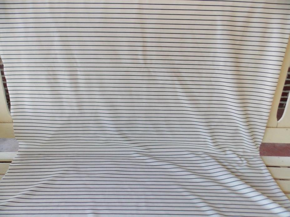 2 Yards Vintage Fabric Double Knit Black and White Stripe Excellent 70's