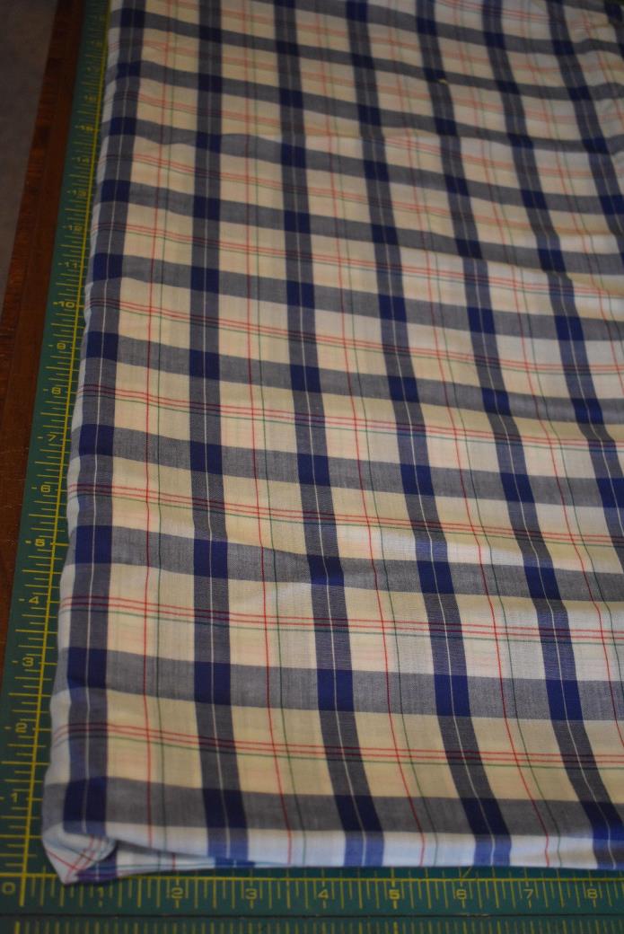 Vintage Fabric Yardage Poly Blend Plaid Shirting