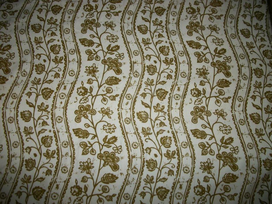 Vtg Upholstery Fabric Manor House Le Beau Screen Print Olive Green Floral 34 Yds