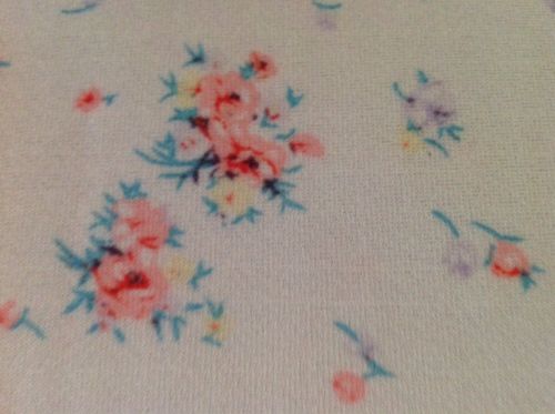 Vintage PINK FLOWERS On WHITE 1970's CREPE Fabric BTY X 59