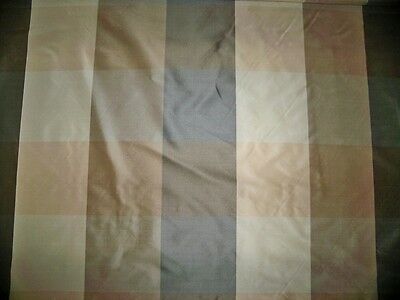 KRAVET LEE JOFA OLMSTEAD SILK CHECK TAFFETA FABRIC 10 YARDS CHARCOAL BROWN BEIGE