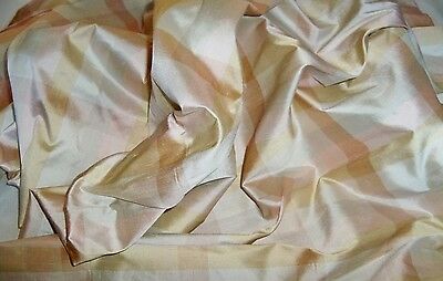 TAPESTRIA CASSANDRA PASTEL CHECKS SILK FABRIC 10 YARDS BLUSH PINK OYSTER SAGE