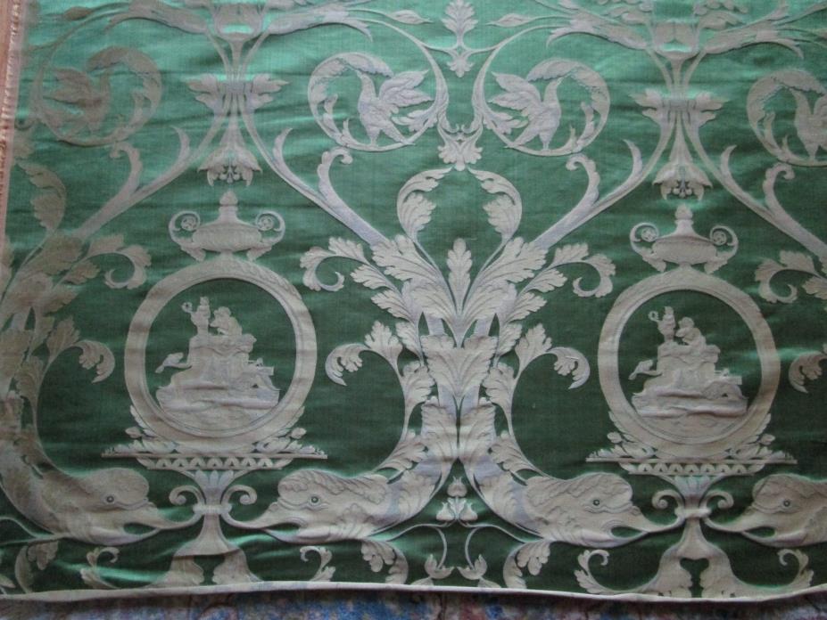 Italian Green Silk Blend Damask Fabric 61