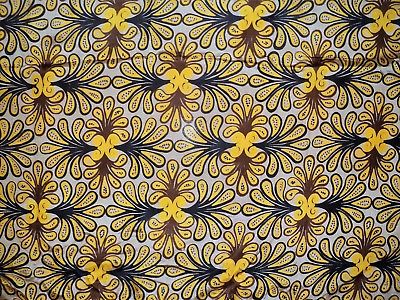 Vintage THAI SILK Handwoven 100% Silk Yellow Brown Black Art Deco Design 2Yards