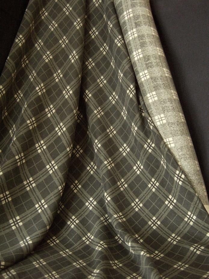 Designer SILK Fabric Mossy Green Plaid Soft Drape Dress/ Blouse Wgt BTY 43