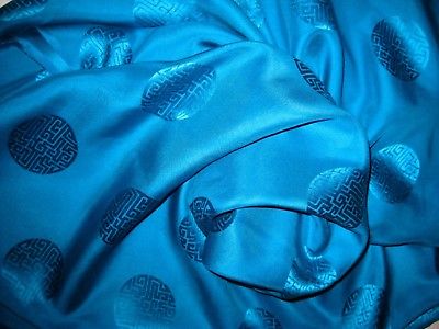 NEW VINTAGE 100% SILK SEWING FABRIC YARD GOODS PURCHASED CHINA TEAL 4.25 YDS US