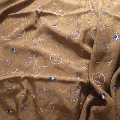 Vintage MID-CENTURY Retro Silk Fabric 3.9 Yards Kiosilk Brand