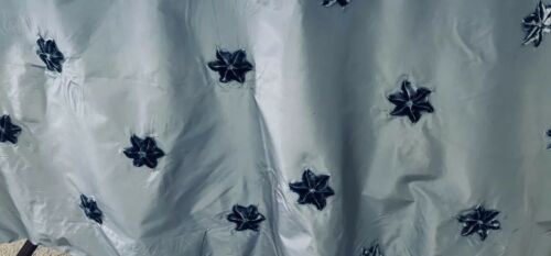 Designer BLUE VELVET STAR ON SILK Fabric Remnant, 22 1/2” X 54”