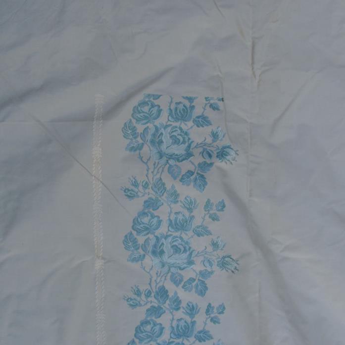 Fine 1950s Italian Silk Taffeta Embroidered Fabric Sample, Bedspread