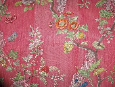 SCALAMANDRE EXQUISITE APRILE SILK LAMPAS FABRIC 10 YARDS RED COLONY COLLECTION