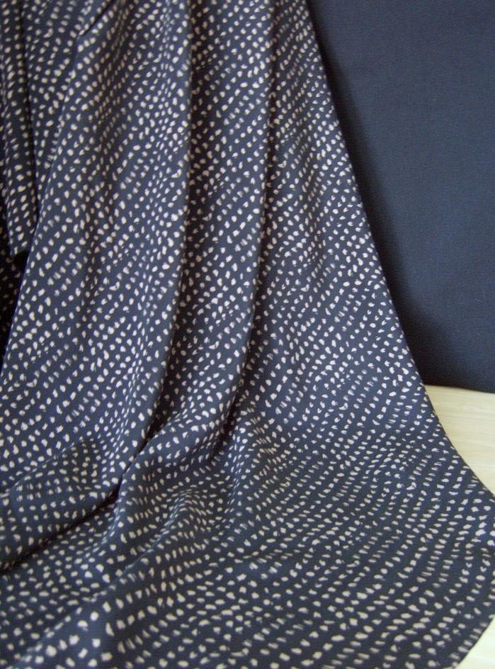 Designer SILK Fabric Small Tan Dot on Black Soft Drape Dress/ Blouse Wgt BTY 45