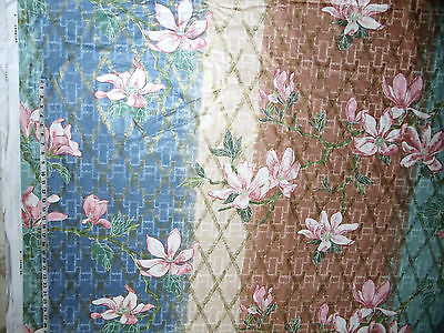 Decorators cotton fabric Empress Magnolia by GREEFF brass trellis magnolia 160