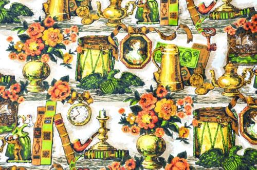 Vintage 1960's-70's Vivid Drapery Fabric Colonial Theme 103