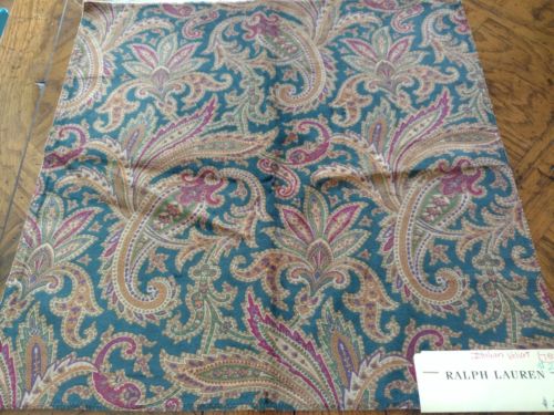 RALPH LAUREN Fabric Remnant - WHITTINGTON PAISLEY VELVET - PEACOCK  - ITALY $488