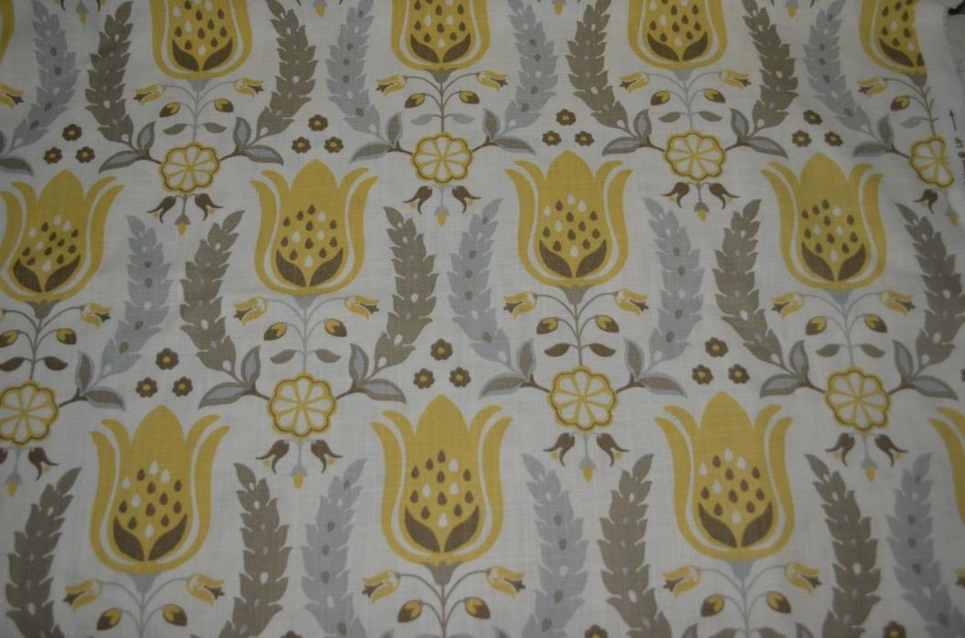 Robert Allen lightweight upholstery fabric linen tulip yellow grey farmhouse gra
