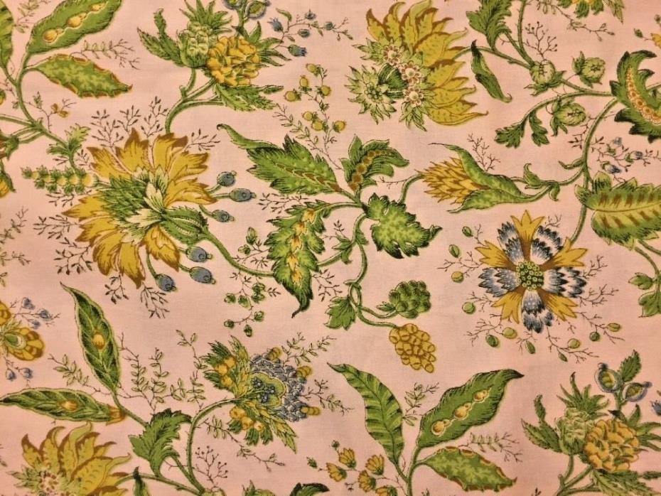 Vintage Greeff Fabric Ceylon Greenbrook Collection Yellow & Green Floral 10 Yard