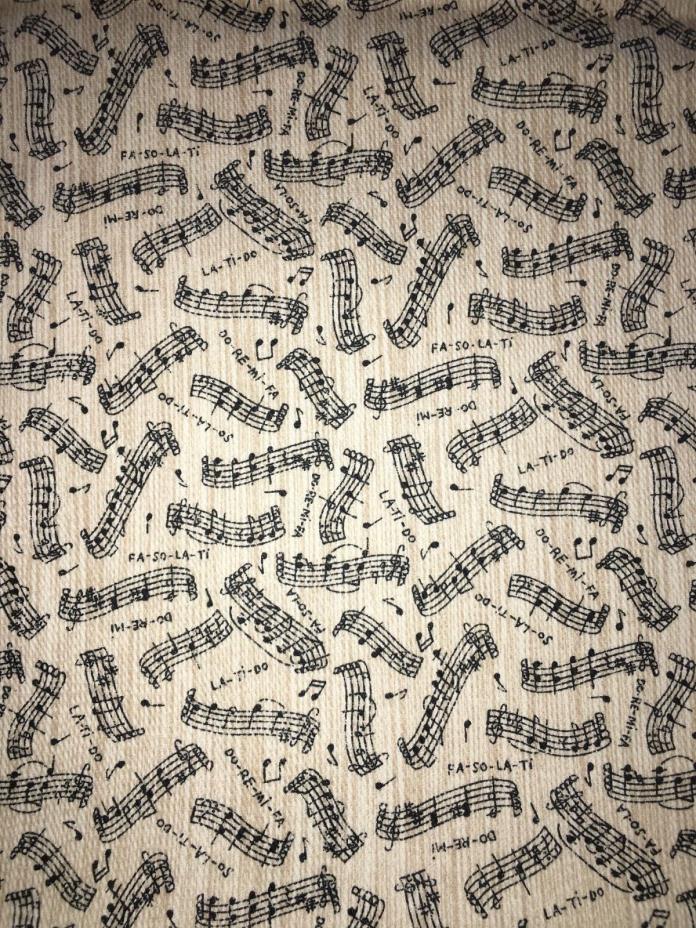 Vtg Music Note Clef Fabric 2 Yds x 46