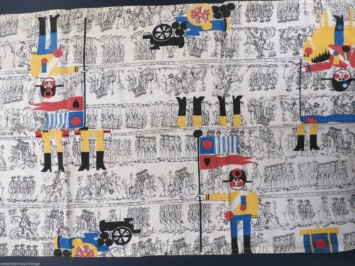 VTG French Fabric Napoleon 1960s Pop Cotton Toille Soldier 36