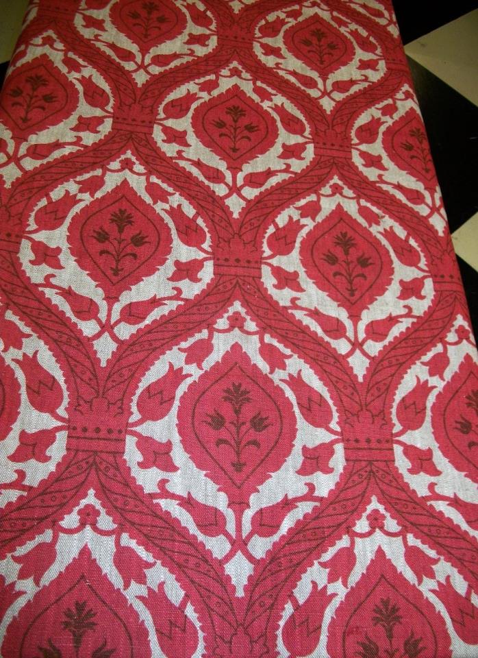 Vintage James River Red Persis Upholstery Fabric Burlap Canvas - 9+ Yards NOS