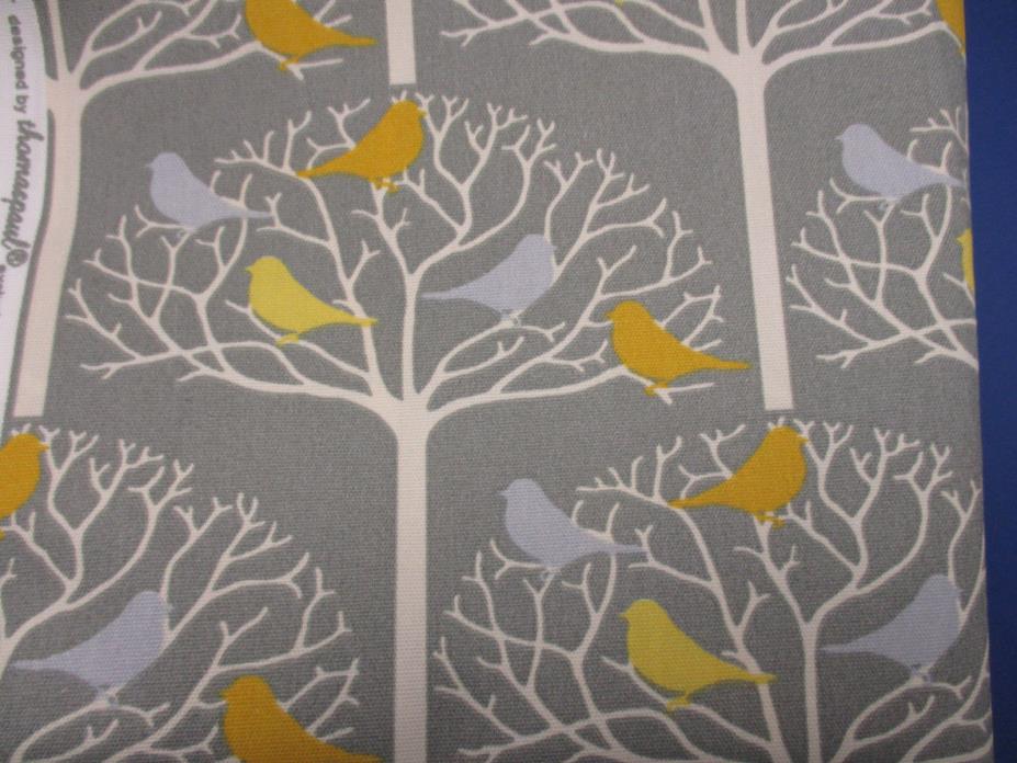 Suburban Home Duralee Gray Yellow Upholstery Fabric Bird Tree 2.5 Yds Thomaspaul