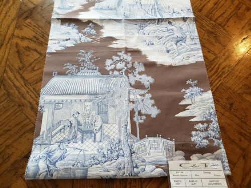 MANUEL CANOVAS ~ Paris Fabric Remnant - TORTUGA - Chinoiserie Toile 19x15   $220