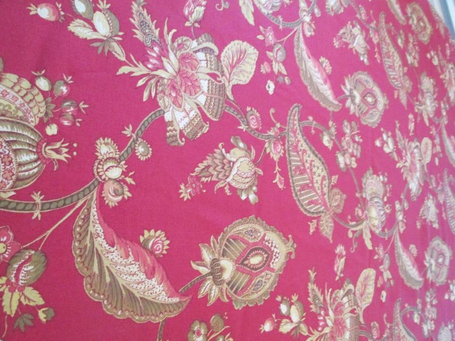 RICHLOOM DRAPERY PILLOW CURTAIN FABRIC LARGE PAISLEY BARN RED TANS 54