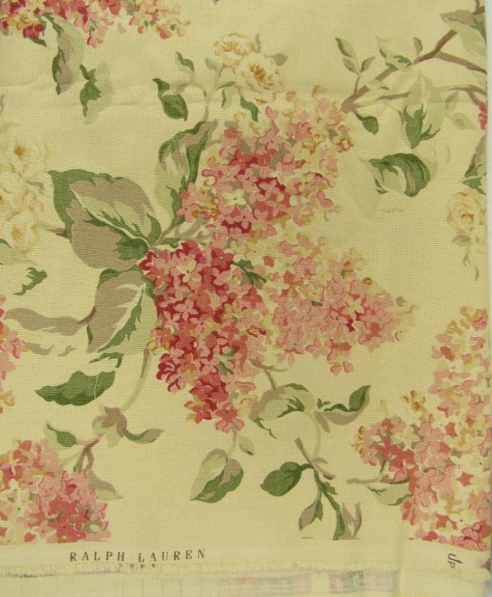 Vintage Ralph Lauren Home 7 Yards Yellow Pink Lilac Floral Print Fabric 53