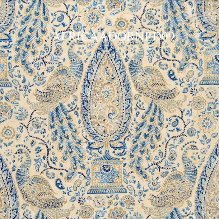 BB6 DELIGHTFUL PEACOCK ALL COTTON PRINT MULTIPURPOSE  FABRIC BTY I BLUE