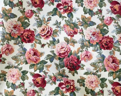 Interior Fabric Design Vintage Heavy Upholstery Fabric English Roses 6+ Yard NOS