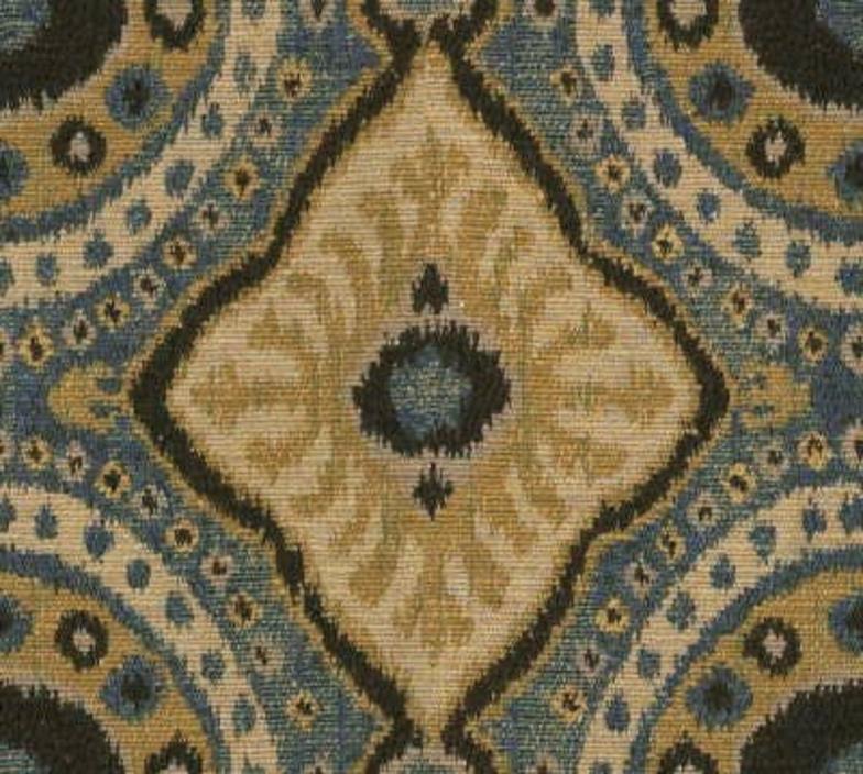KRAVET COUTURE ETHNIC CHIC MEDALLION SUZANI /WOVEN UPOLSTERY FABRIC 6 YARDS BLUE