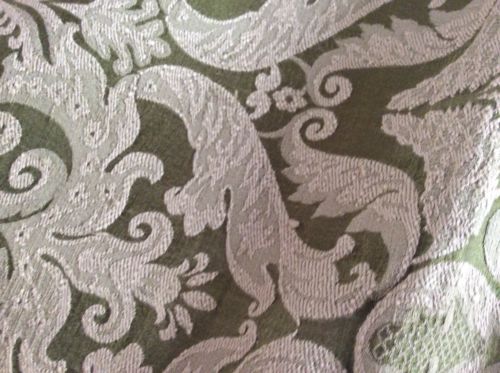 BROCADE FABRIC ~ OLIVE GREEN COLOR ~MEDIUM  WEIGHT~ 2 YDS .20 IN.  X 54 IN. WIDE