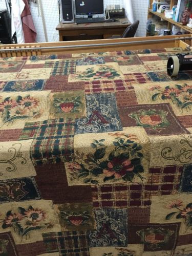 Vintage Tapestry  Upholstery Fabric Crescent Shields /floral/letters /plaid 54”