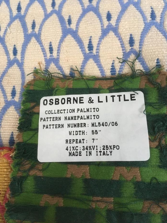 OSBORNE LITTLE COTTON/LINEN  PALMITO WOVEN UPHOLSTERY  FABRIC 33