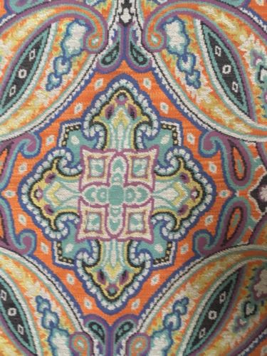 1yd Designer Tapestry Style Woven Fabric Orange, Lavender, Pink, Yellow Aqua