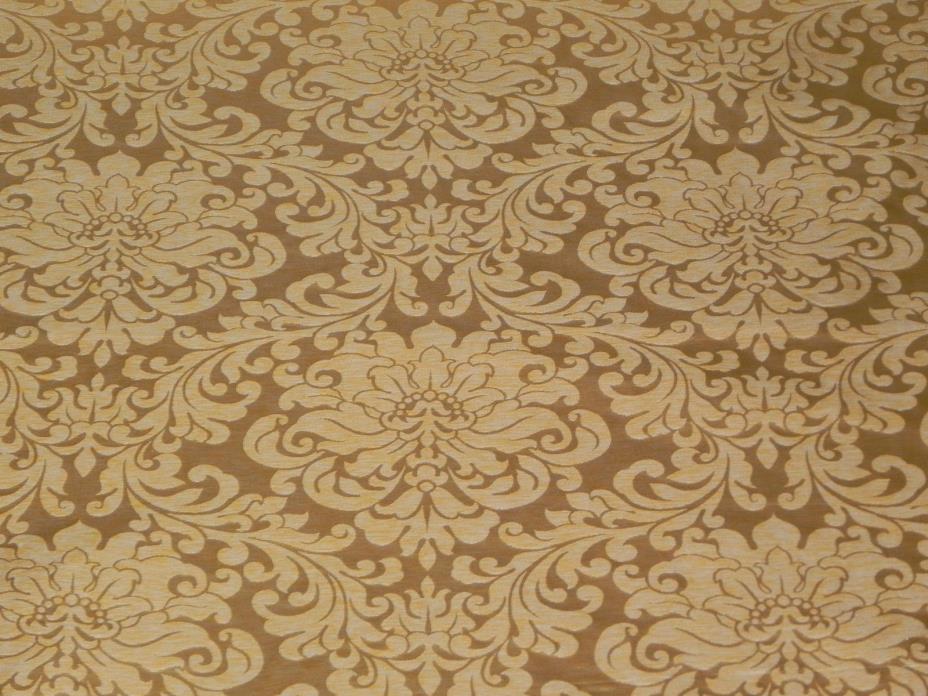 YELLOW GOLD FLORAL DAMASK DRAPERY UPHOLSTERY FABRIC Jacquard Traditional Elegant
